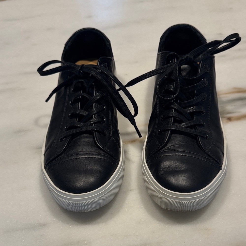 KOIO Black Leather Low-Top Sneakers with White Sole